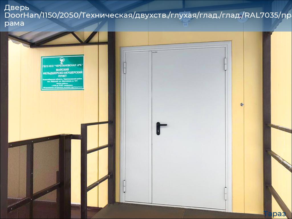 Дверь DoorHan/1150/2050/Техническая/двухств./глухая/глад./глад./RAL7035/прав./угл. рама, taraz.doorhan.ru
