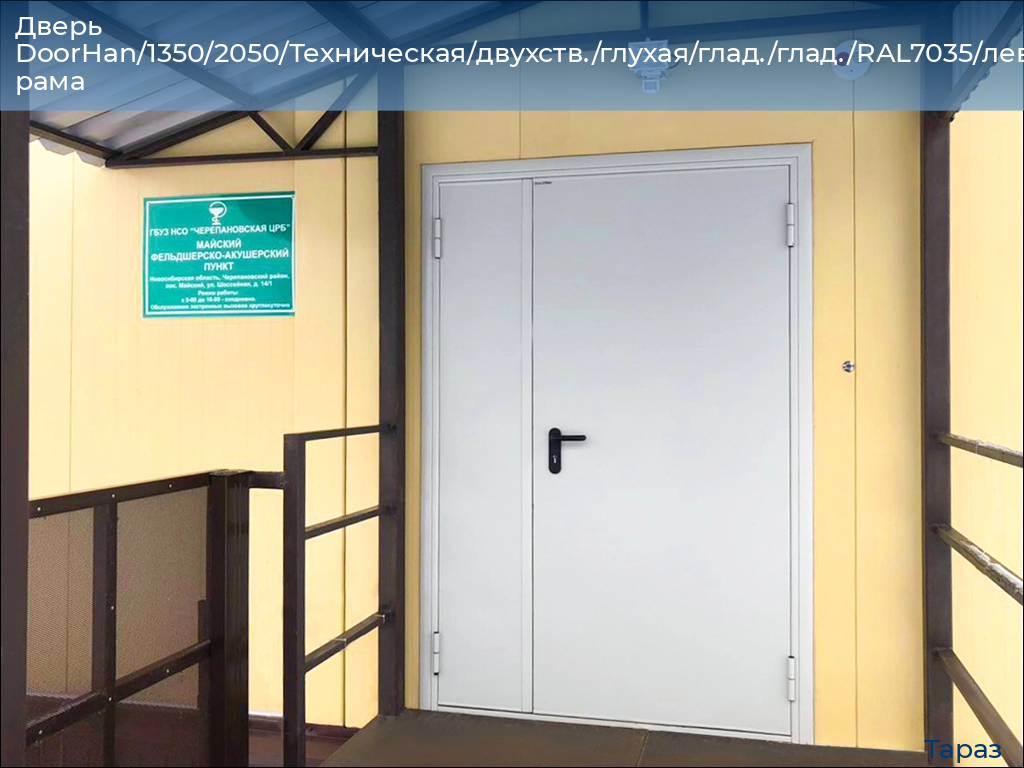 Дверь DoorHan/1350/2050/Техническая/двухств./глухая/глад./глад./RAL7035/лев./угл. рама, taraz.doorhan.ru