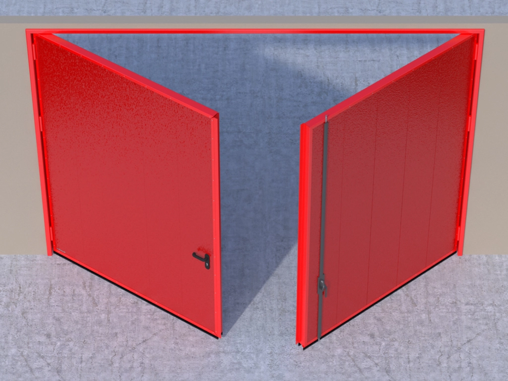 Открывание створок внутрь помещения — левая створка активная, правая пассивная.